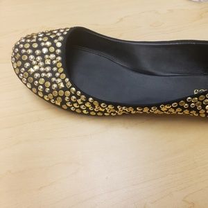Black Flats with Gold Studs